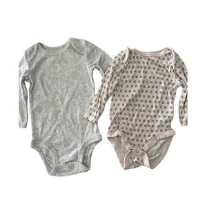 Carters Just One You 6M & Cloud Island 3-6M Long Sleeve Bodysuit Set 2 Pk Cotton